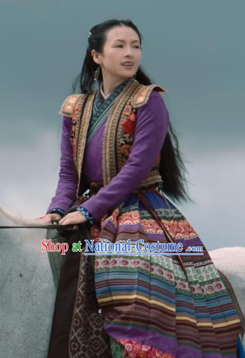 China Ancient Princess Purple Dress Garment The Rebel Princess Zhang Ziyi Replica Costumes Southern and Northern Dynasties Wang Xuan Clothing