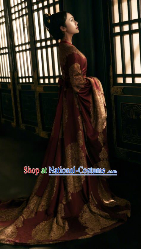 China Ancient Imperial Concubine Hanfu Dress Garments Drama The Rebel Princess Sun Jin Er Replica Costumes Southern and Northern Dynasties Clothing