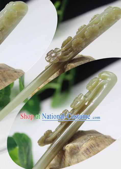 China National Jade Hair Stick Classical Cheongsam Hair accessories Handmade Carving Plum Blossom Hairpin