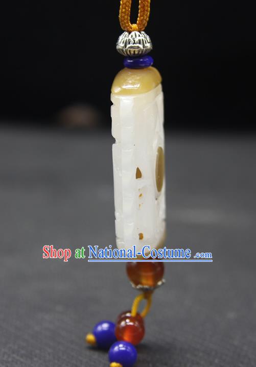 China Handmade Carving Pendant National Hetian Jade Sachet Classical Cheongsam Jewelry Accessories