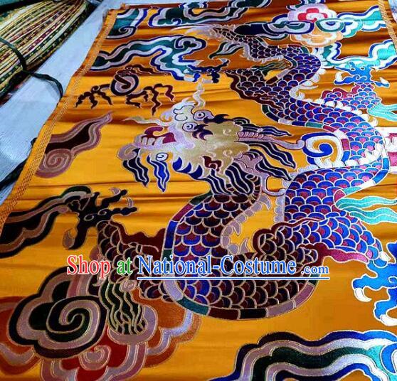 China Zang Nationality Silk Fabrics Classical Yunjin Drapery Traditional Large Dragon Pattern Design Brocade Fabric