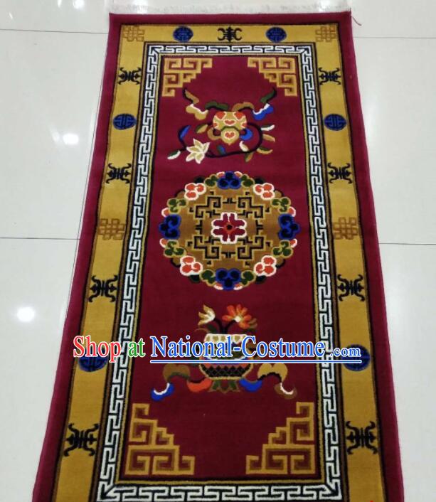 Tibetan Rug Chinese Handmade Wine Red Rug