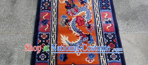 Tibetan Double Dragons Rug Chinese Handmade Orange Rug