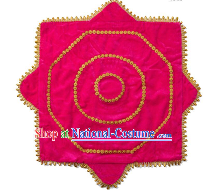 Chinese Dancing Handkerchief Pink Velvet Handkerchief with Gold Trim