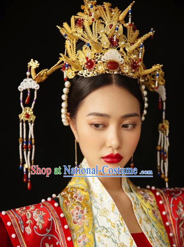 China Ancient Empress Wedding Clothing Traditional Song Dynasty Bride Garment Costumes and Headpieces