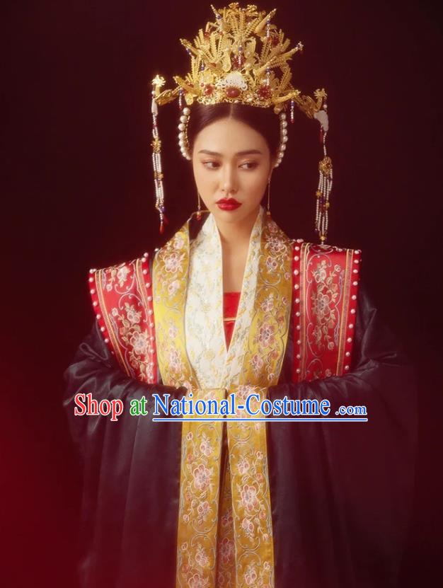 China Ancient Empress Wedding Clothing Traditional Song Dynasty Bride Garment Costumes and Headpieces