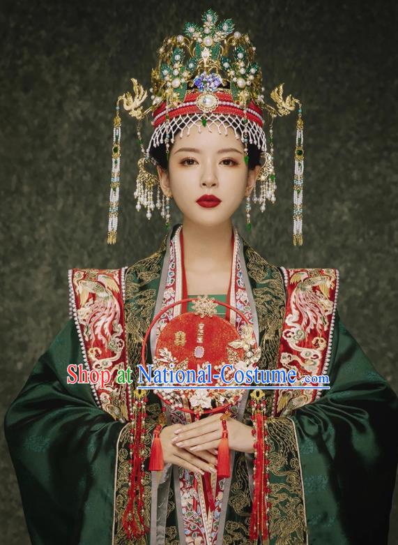 China Ancient Empress Xia Pei Wedding Clothing Traditional Song Dynasty Bride Garment Costumes and Headdress