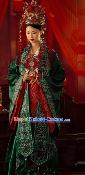 China Ancient Wedding Clothing Traditional Song Dynasty Noble Garment Costumes and Headpieces Complete Set