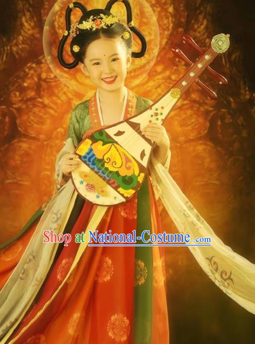 Chinese Tang Dynasty Princess Ruqun Hanfu Dress Ancient Fairy Garment Costumes Traditional Children Clothing