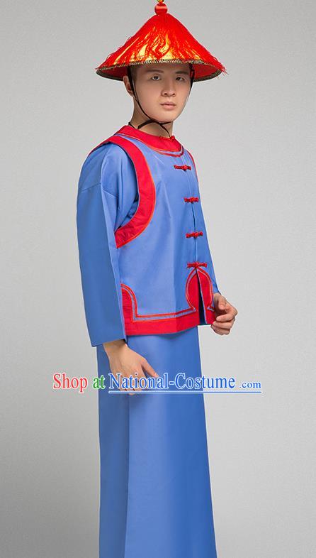 Chinese Qing Dynasty Imperial Bodyguard Costumes Ancient Soldier Yayi Clothing and Hat