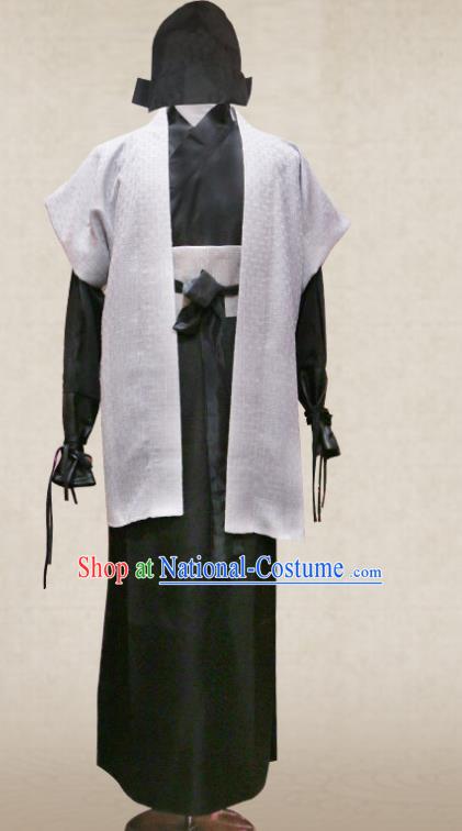 Chinese Ancient Civilian Male Clothing Romance of the Three Kingdoms Swordsman Zhang Fei Costumes and Hat