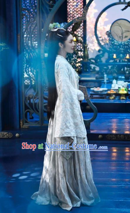 Chinese Ancient Noble Lady Grey Dress Clothing Romance Series The Blessed Girl Yin Zhuang Garment Costumes and Headpieces Complete Set