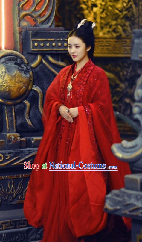 Chinese Romance Series The Blessed Girl Yin Zhuang Wedding Garment Costumes Ancient Palace Woman Red Dress Clothing and Headpieces