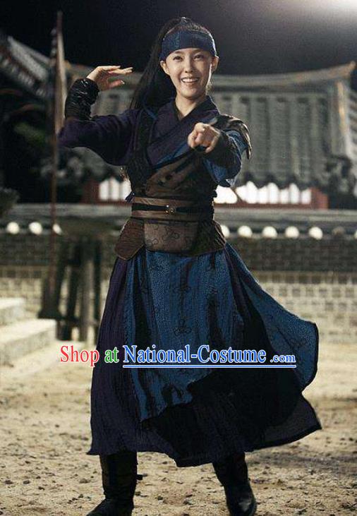 Korean Traditional Dress TV Series GyeBaek Cho Young Clothing  Ancient Swordswoman Garment Costumes and Headdress