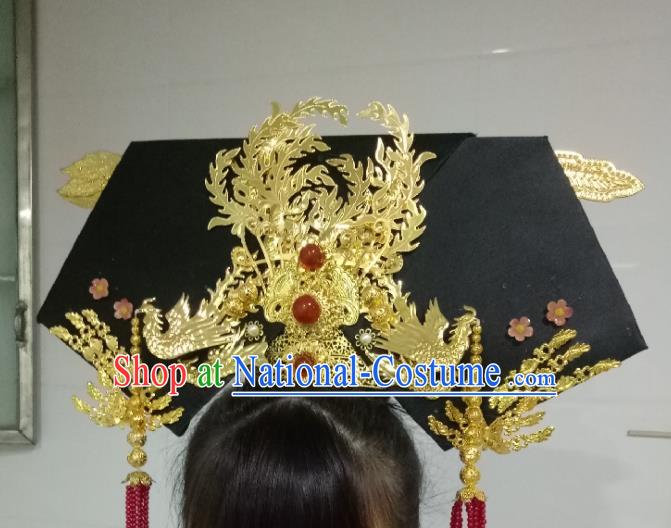 China Ancient Imperial Consort Giant Wing Hair Accessories Traditional Qing Dynasty Golden Phoenix Headdress TV Series Empresses in the Palace Zhen Huan Headpiece