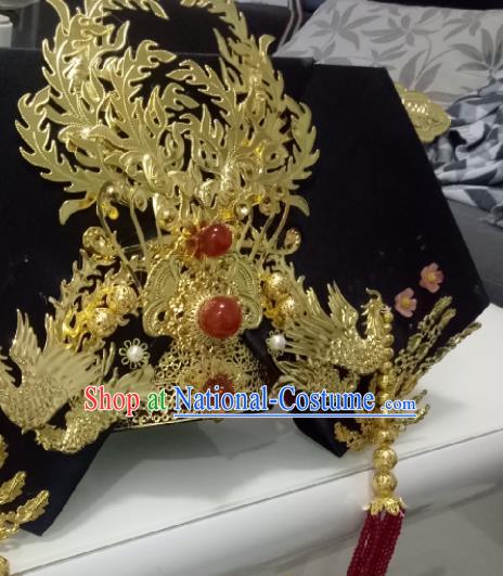 China Ancient Imperial Consort Giant Wing Hair Accessories Traditional Qing Dynasty Golden Phoenix Headdress TV Series Empresses in the Palace Zhen Huan Headpiece