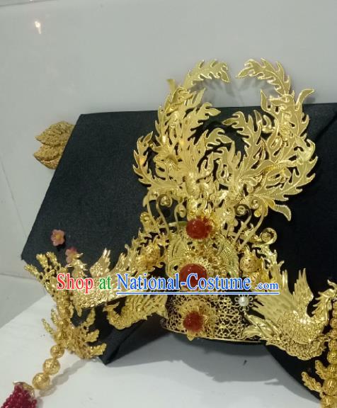 China Ancient Imperial Consort Giant Wing Hair Accessories Traditional Qing Dynasty Golden Phoenix Headdress TV Series Empresses in the Palace Zhen Huan Headpiece