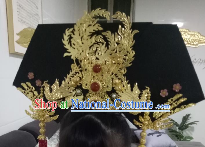 China Ancient Imperial Consort Giant Wing Hair Accessories Traditional Qing Dynasty Golden Phoenix Headdress TV Series Empresses in the Palace Zhen Huan Headpiece