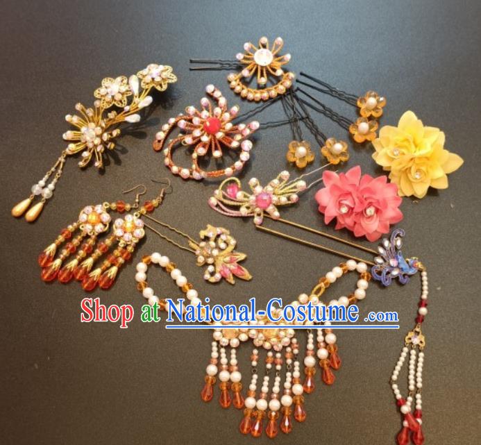 China Ancient Noble Lady Hair Accessories Traditional Yue Opera Actress Phoenix Hairpins Beijing Opera Hua Tan Headpieces