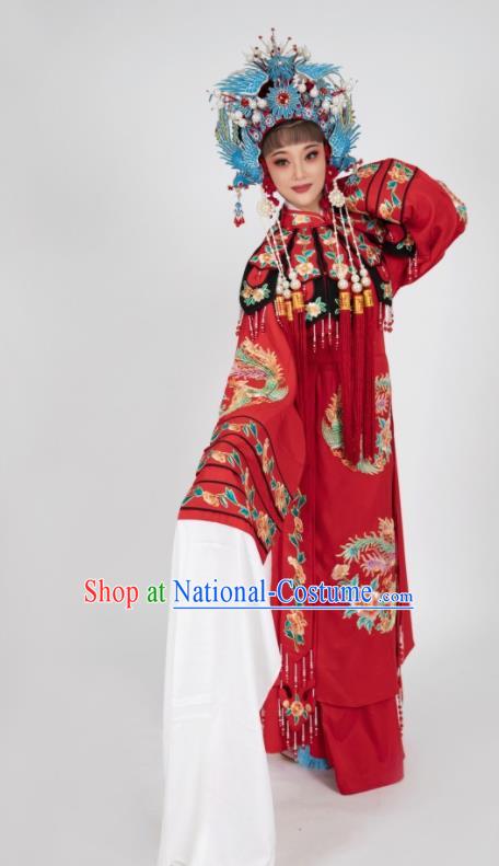 Chinese Traditional Cantonese Opera Diva Red Dress Ancient Princess Clothing Peking Opera Hua Tan Garment Costumes