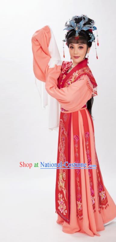 Chinese Ancient Royal Princess Clothing Peking Opera Hua Tan Garment Costumes Traditional Shaoxing Opera Empress Red Dress