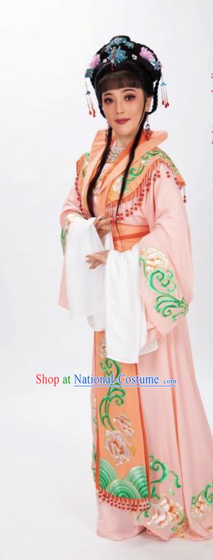 Chinese Traditional Shaoxing Opera Empress Light Pink Dress Ancient Queen Clothing Peking Opera Hua Tan Garment Costumes