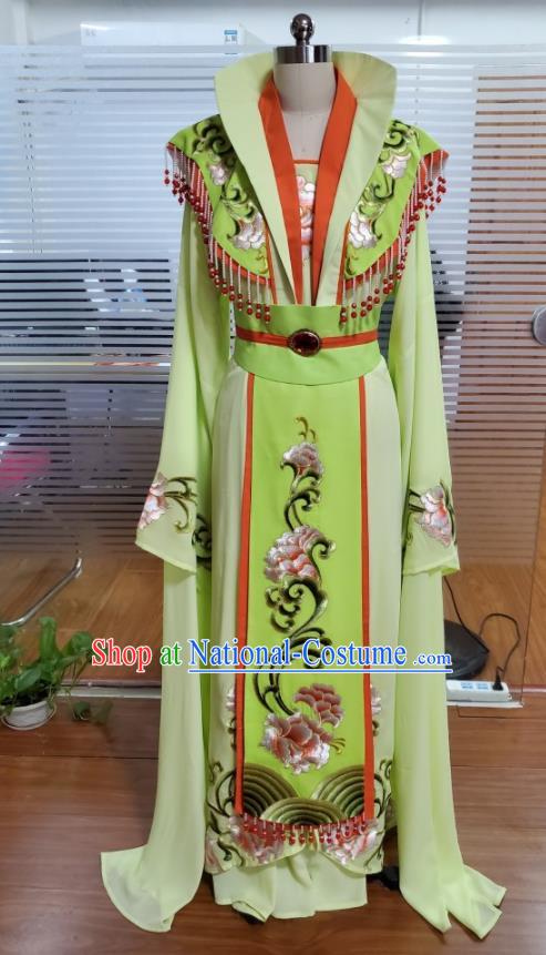 Chinese Ancient Fairy Clothing Peking Opera Hua Tan Garment Costumes Traditional Shaoxing Opera Empress Green Dress