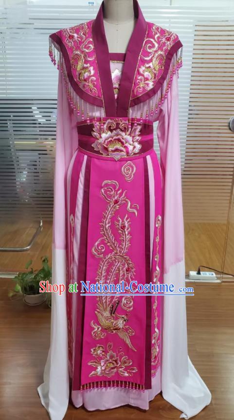 Chinese Traditional Shaoxing Opera Actress Magenta Dress Ancient Royal Empress Clothing Peking Opera Diva Garment Costumes