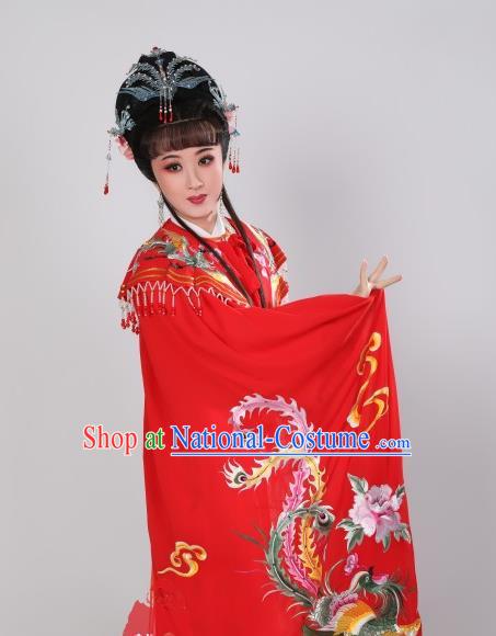 Chinese Peking Opera Hua Tan Red Cape Traditional Shaoxing Opera Diva Mantle Ancient Empress Phoenix Clothing