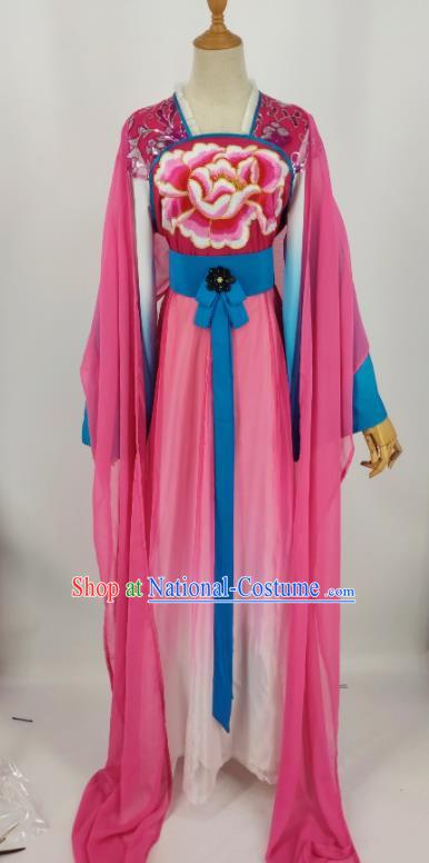 China Shaoxing Opera Diva Pink Dress Peking Opera Hua Tan Garment Costumes Ancient Goddess Clothing