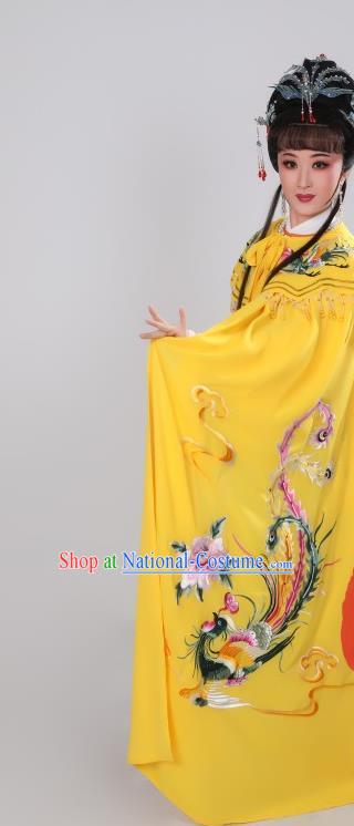 China Ancient Princess Clothing Shaoxing Opera Empress Embroidered Yellow Mantle Peking Opera Hua Tan Cape Costume