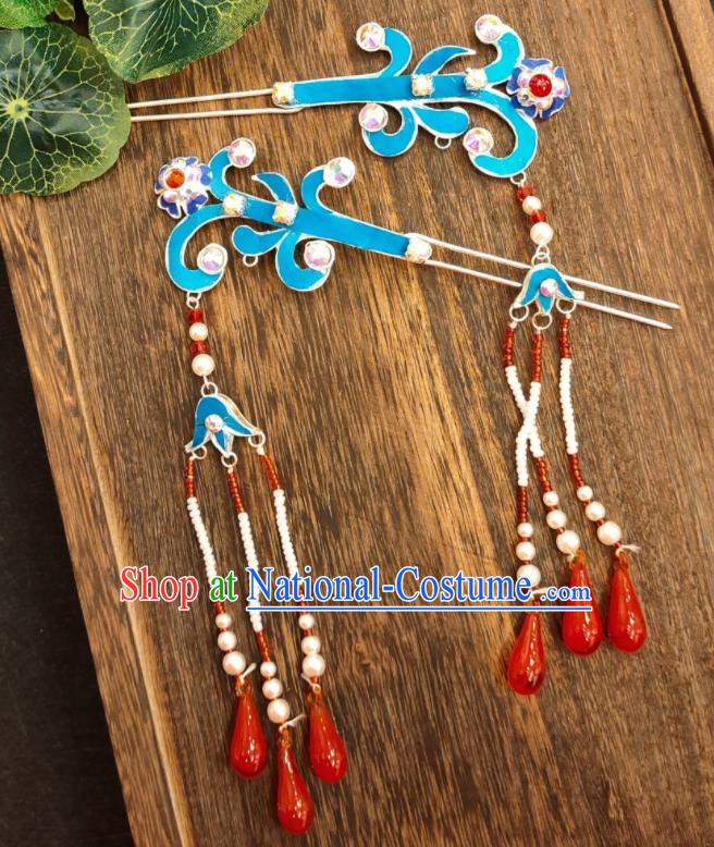 Chinese Beijing Opera Hua Tan Couple Hairpins Traditional Opera Diva Headpieces Shaoxing Opera Noble Lady Hair Accessories