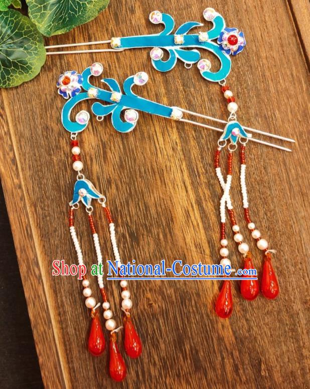 Chinese Beijing Opera Hua Tan Couple Hairpins Traditional Opera Diva Headpieces Shaoxing Opera Noble Lady Hair Accessories