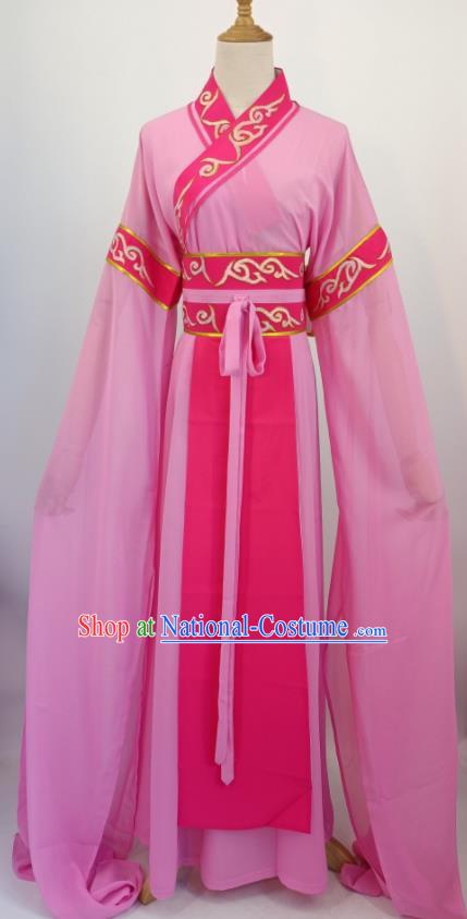 China Ancient Country Female Clothing Shaoxing Opera Hua Tan Pink Dress Peking Opera Distressed Mistress Costume