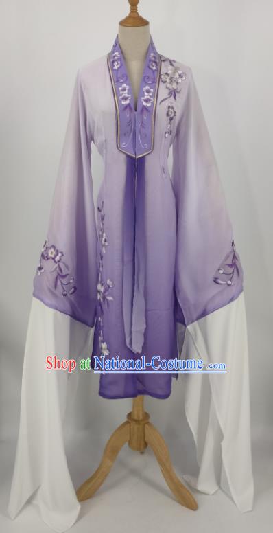 China Shaoxing Opera Actress Violet Water Sleeve Outer Garment Peking Opera Diva Costume Ancient Princess Clothing