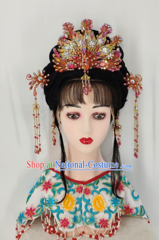 Chinese Traditional Opera Princess Hair Accessories Huangmei Opera Fairy Headdress Beijing Opera Hua Tan Phoenix Crown