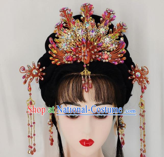 Chinese Traditional Opera Princess Hair Accessories Huangmei Opera Fairy Headdress Beijing Opera Hua Tan Phoenix Crown