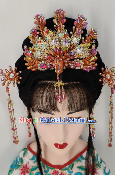 Chinese Traditional Opera Princess Hair Accessories Huangmei Opera Fairy Headdress Beijing Opera Hua Tan Phoenix Crown