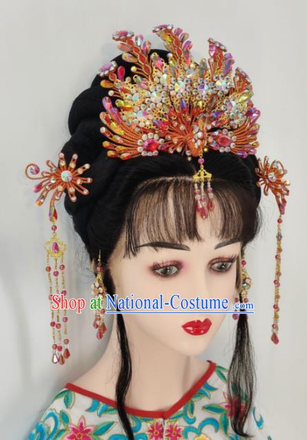 Chinese Traditional Opera Princess Hair Accessories Huangmei Opera Fairy Headdress Beijing Opera Hua Tan Phoenix Crown