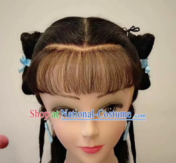 Chinese Beijing Opera Livehand Headdress Traditional Opera Hair Accessories Shaoxing Opera Servant Boy Wig Headgear