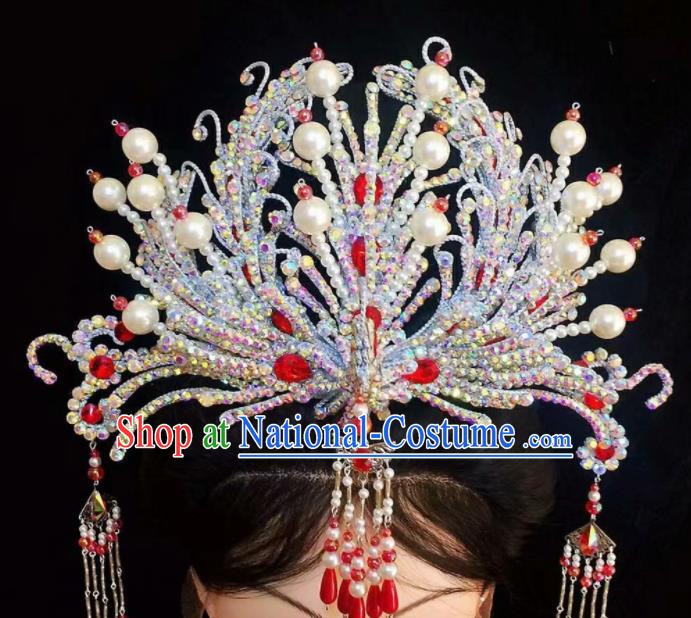 Chinese Shaoxing Opera Empress Phoenix Crown Beijing Opera Hua Tan Headpiece Traditional Opera Princess Hair Accessories