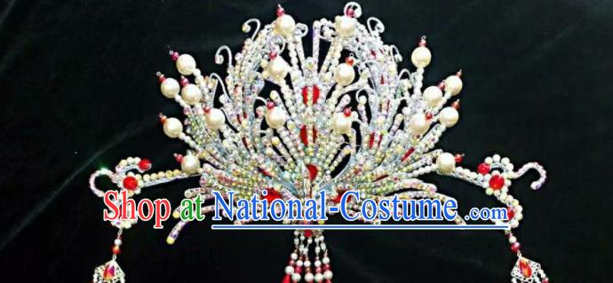 Chinese Shaoxing Opera Empress Phoenix Crown Beijing Opera Hua Tan Headpiece Traditional Opera Princess Hair Accessories