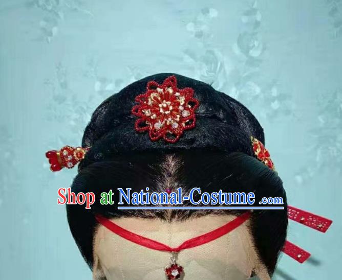 Chinese Traditional Opera Fairy Headdress Huangmei Opera Princess Headwear Beijing Opera Hua Tan Wig Headgear