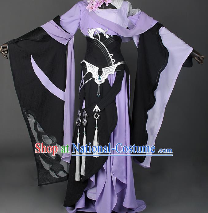 China Ancient Swordswoman Clothing Jian Xia Qing Yuan Chi Ming Dress Cosplay Female Knight Garment Costumes