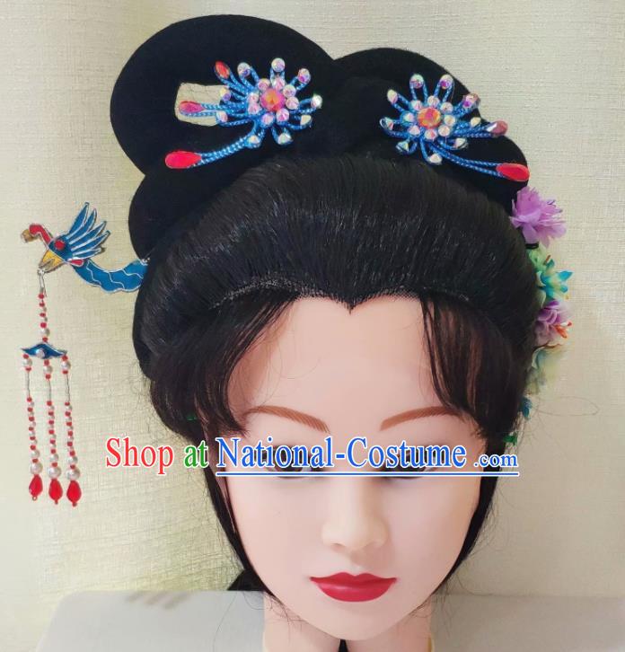 Chinese Beijing Opera Hua Tan Wig Headgear Traditional Opera Fairy Headdress Huangmei Opera Princess Headwear