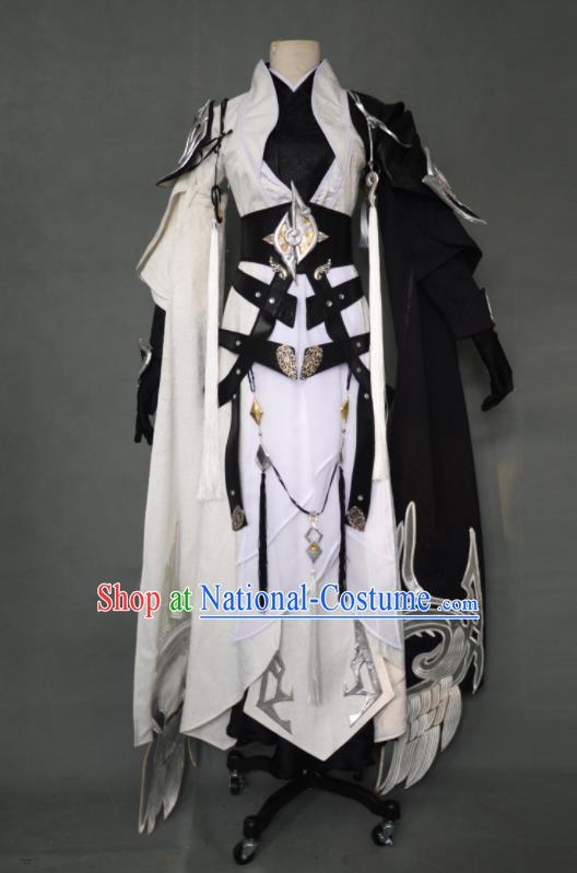 China Cosplay Female Knight Garment Costumes Ancient Swordswoman Clothing Jian Xia Qing Yuan Taoist Nun Dress