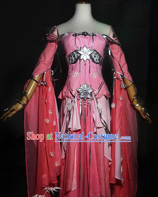 Chinese Game Jian Xia Qing Yuan Xiu Niang Pink Dress Cosplay Noble Lady Garment Costumes Ancient Female Swordsman Clothing