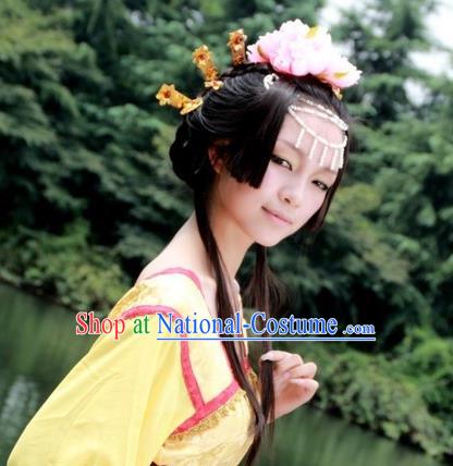 Chinese Ancient Wan An Princess Headpieces Tang Dynasty Palace Lady Hairpins Cosplay Hair Accessories