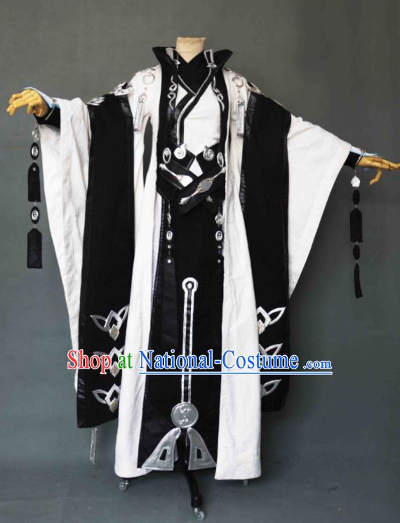 Chinese Game Jian Xia Qing Yuan Apparels Ancient Taoist Priest Garment Costumes Cosplay Swordsman Clothing