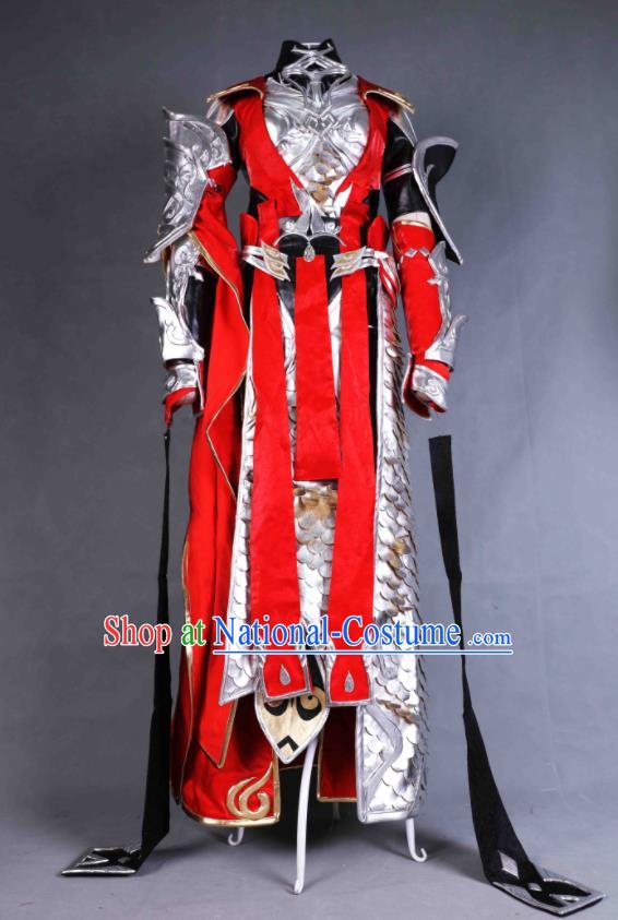 China Cosplay Female General Garment Costumes Ancient Swordswoman Clothing Jian Xia Qing Yuan Xue He Armor